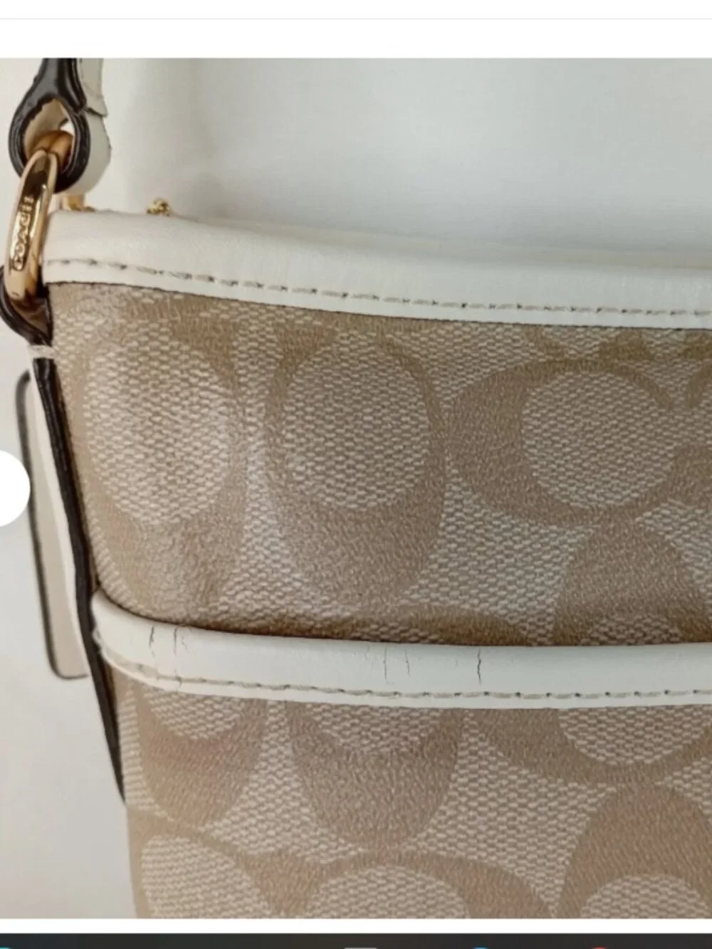 Pre-Owned Coach File Crossbody In Signature Canvas F58297 Beige *BAG ONLY*